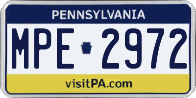 PA license plate MPE2972