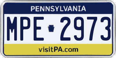 PA license plate MPE2973