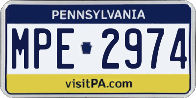 PA license plate MPE2974