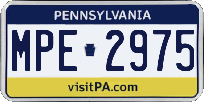 PA license plate MPE2975
