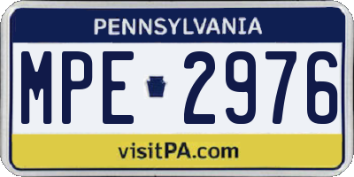 PA license plate MPE2976