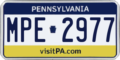PA license plate MPE2977
