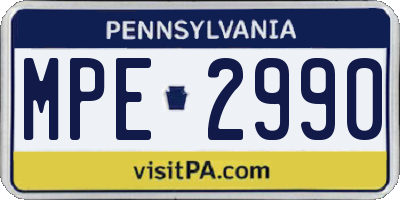 PA license plate MPE2990