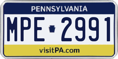 PA license plate MPE2991