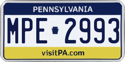 PA license plate MPE2993