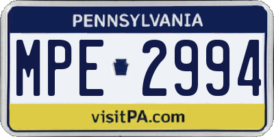 PA license plate MPE2994