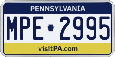 PA license plate MPE2995
