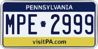 PA license plate MPE2999