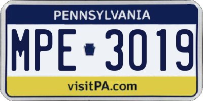 PA license plate MPE3019