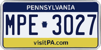 PA license plate MPE3027