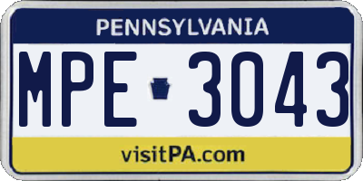 PA license plate MPE3043