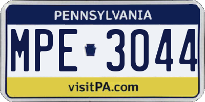 PA license plate MPE3044