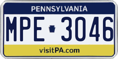 PA license plate MPE3046