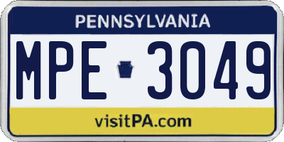 PA license plate MPE3049