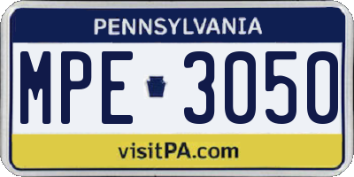 PA license plate MPE3050