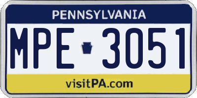 PA license plate MPE3051