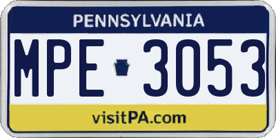 PA license plate MPE3053