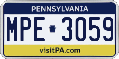PA license plate MPE3059
