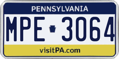 PA license plate MPE3064