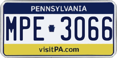 PA license plate MPE3066