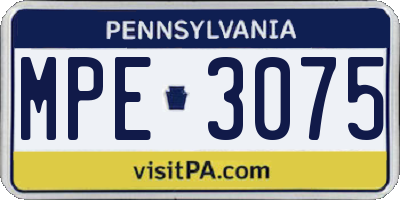 PA license plate MPE3075