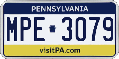 PA license plate MPE3079