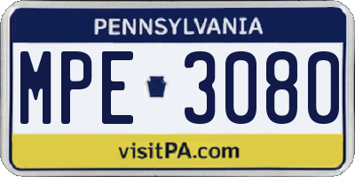 PA license plate MPE3080