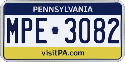 PA license plate MPE3082