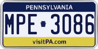 PA license plate MPE3086