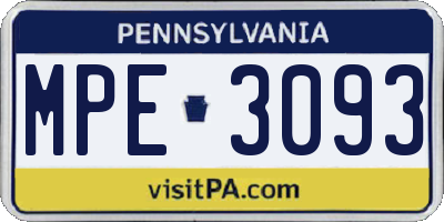 PA license plate MPE3093