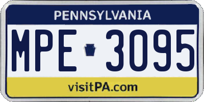 PA license plate MPE3095