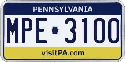 PA license plate MPE3100