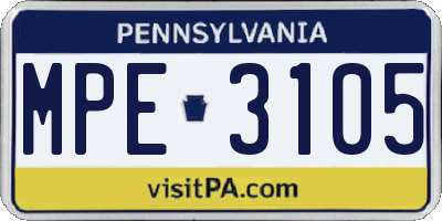 PA license plate MPE3105