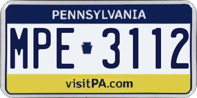PA license plate MPE3112