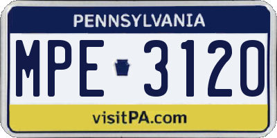 PA license plate MPE3120