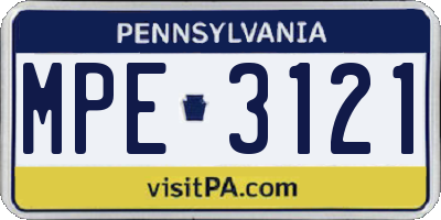 PA license plate MPE3121