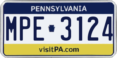PA license plate MPE3124