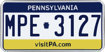 PA license plate MPE3127