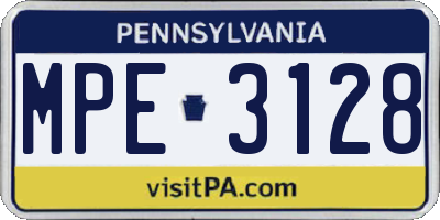 PA license plate MPE3128