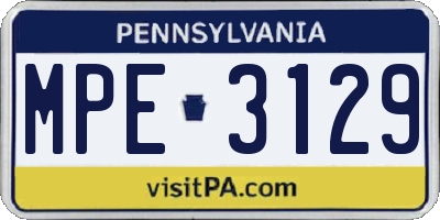 PA license plate MPE3129