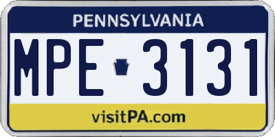 PA license plate MPE3131