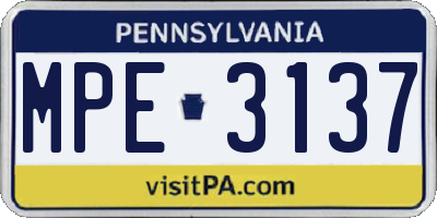 PA license plate MPE3137