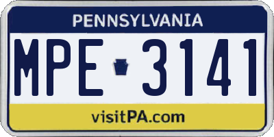 PA license plate MPE3141