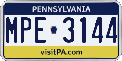 PA license plate MPE3144