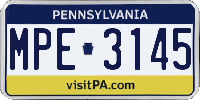 PA license plate MPE3145