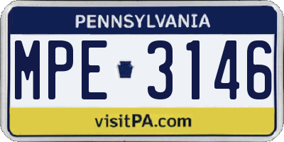 PA license plate MPE3146