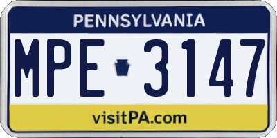PA license plate MPE3147