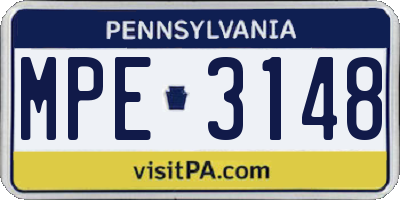 PA license plate MPE3148