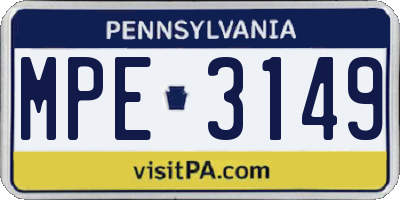 PA license plate MPE3149