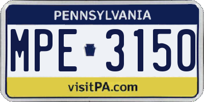 PA license plate MPE3150